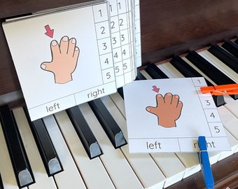 Mains de piano et cartes à clipser pour les jeunes étudiants en piano | Cours de piano pour débutants | Théorie du piano