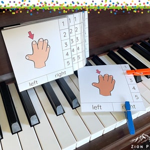 Piano Hands and Finger Clip It Cards for Young Piano Students Piano Lessons for Beginners Piano Theory image 1