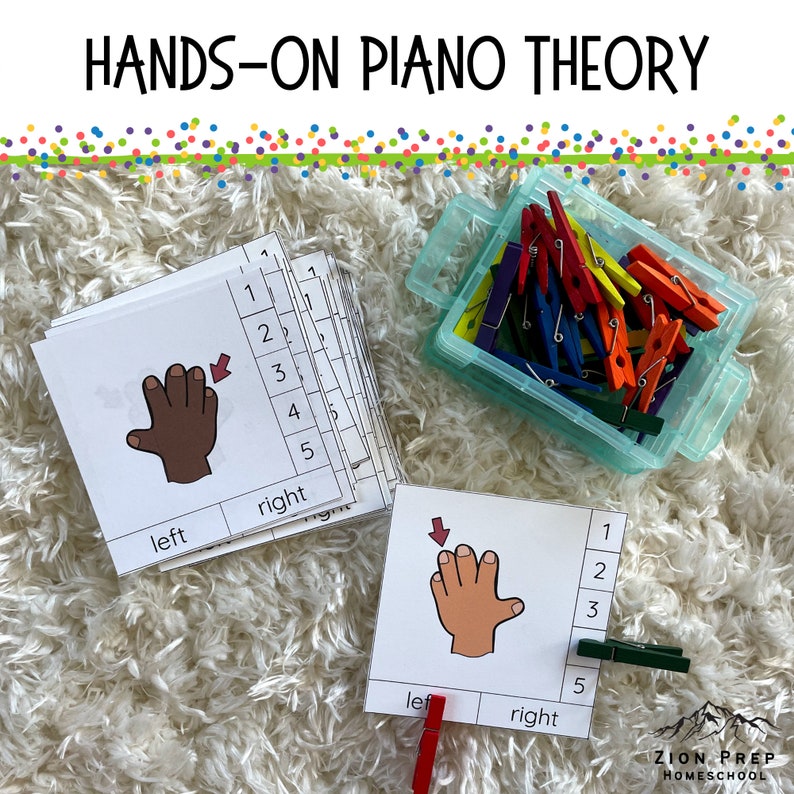 Piano Hands and Finger Clip It Cards for Young Piano Students Piano Lessons for Beginners Piano Theory image 2