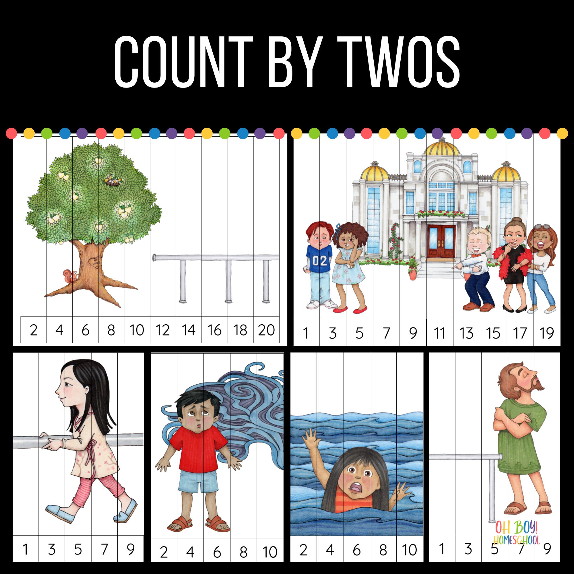Tree of Life Number Puzzles Count by Ones Count by Twos Etsy