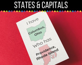 I Have Who Has? State and Capitals Card Game for 5th Graders