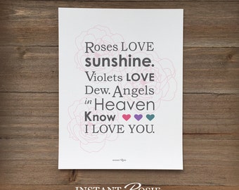 Roses Love Sunshine (from the song Down in the Valley) - Instant download