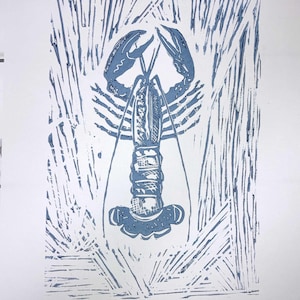 Soft blue lobster print