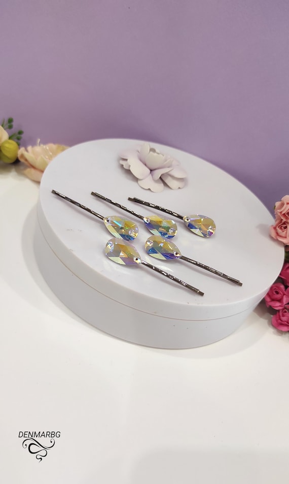 AB Crystal Hair Pins, Ballroom Dance Costume Accessories, Hair Jewelry