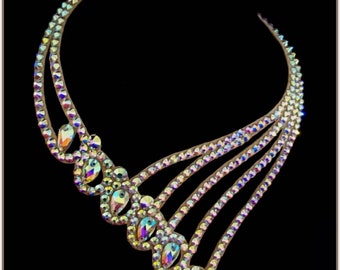 Joyas de salón, collar de salón, accesorios para vestidos de baile, vestido liso de salón, traje de baile, collar de diamantes de imitación, collar de baile