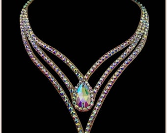 Collar, Joyas de salón, Joyas de baile de salón, Danza latina, Accesorio de vestuario, Collar de diamantes de imitación para presentaciones de salón, Danza de salón