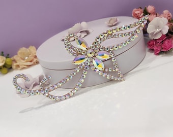 Rhinestone Ballroom Dance Hairpiece, Crystal AB Hair Jewelry, Head Piece Accessories