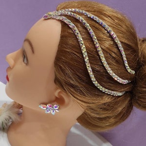 Ballroom jewelry, rhinestone hairpiece, dance costume, ballroom headpiece, latin dress, ballroom dance gown, dance hair accessory, hair part image 2