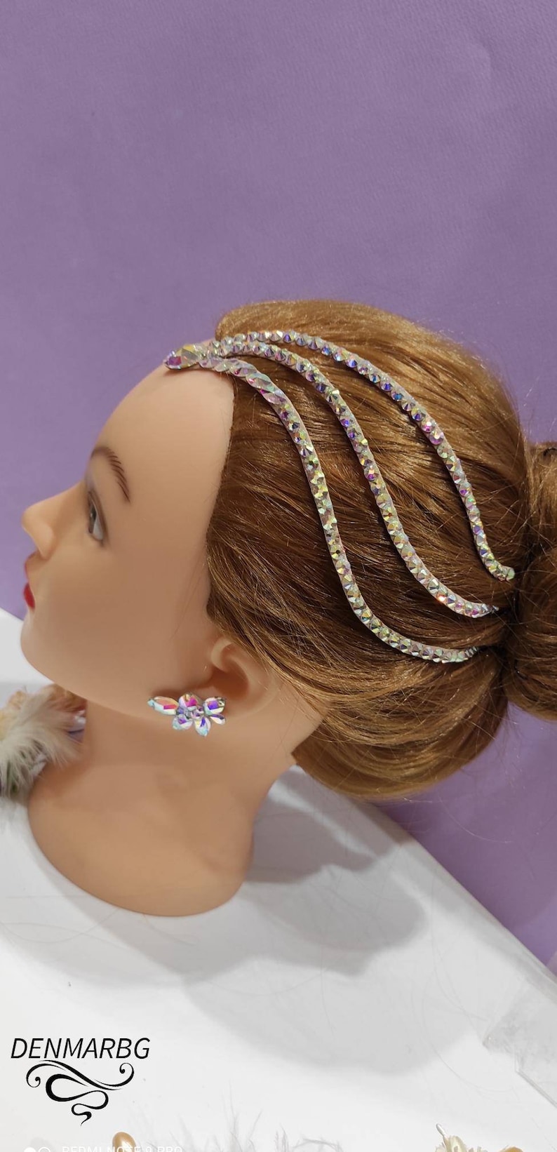 Ballroom jewelry, rhinestone hairpiece, dance costume, ballroom headpiece, latin dress, ballroom dance gown, dance hair accessory, hair part image 2