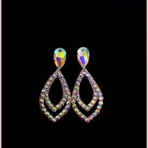 Pendientes de salón, joyas de baile de salón, pendientes de botón, accesorios de diamantes de imitación, pendientes de baile, competición de baile, vestido de baile, baile latino