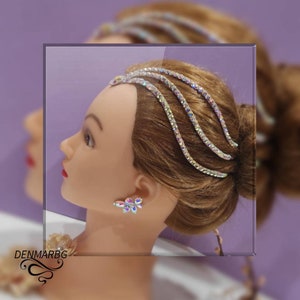 Ballroom jewelry, rhinestone hairpiece, dance costume, ballroom headpiece, latin dress, ballroom dance gown, dance hair accessory, hair part image 1