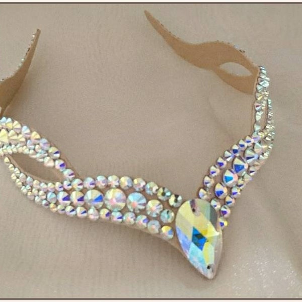 Ballroom Dance Headpiece, Hair accessories, smooth gown, rhythm latin dress, freestyle hairpiece, AB Crystal