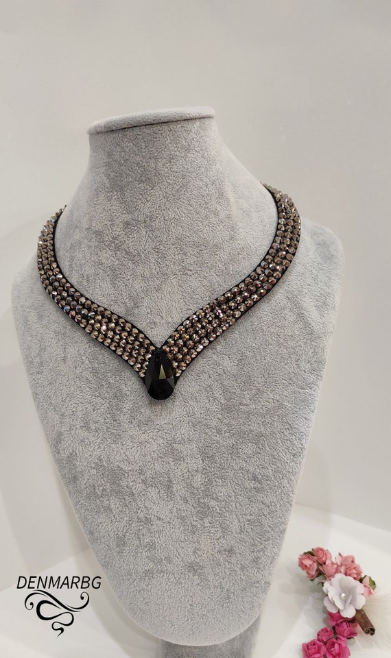 MOEEIJEW Collana Girocollo Con Cristalli Rosa – Elegante E Luccicante Per Feste E Balli