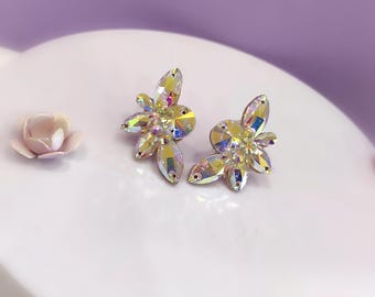 Strass-oorbellen, AB Crystal Ballroom-danssieraden, clipoorbellen