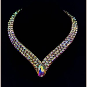 Ballroom necklace, dance dress accessories, costume performance, rhinestone necklace, dance jewelry, crystal dance, ballroom latin necklace