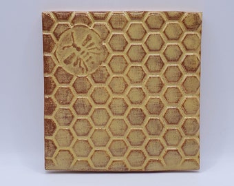 Bee Ceramic Tiles or Drink Coasters Handmade for Kitchen Backsplash Bathroom Hallway Bedroom Entryway Honeybee Tile 4 x 4 Inch Accent Tile