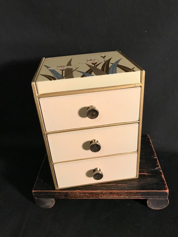 Off White Plastic Otigari Japan 3 Drawer Trinket Jewelry Box Etsy