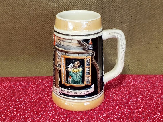 限定版 Man Germany West Stein Beer VTG Drinking Multicolored Beer a 工芸ガラス