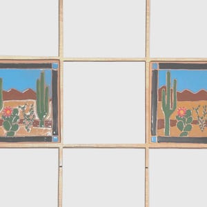 Cactus Coaster: Handmade Southwest Decor 4x4 Inch Tile, Signed image 7