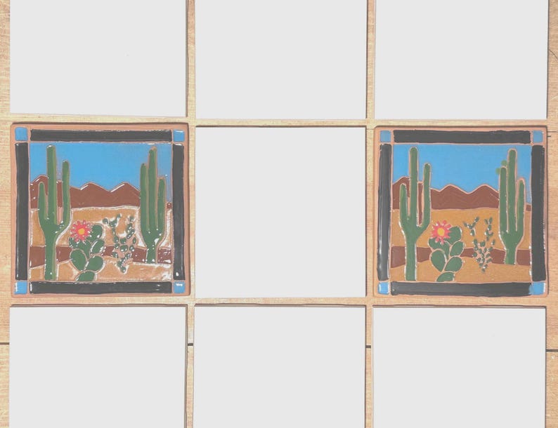 Cactus Coaster: Handmade Southwest Decor 4x4 Inch Tile, Signed image 7