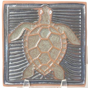 Handmade Sea Turtle Coasters or Tile: Coastal Decor, Coaster or Wall Art, 4x4 Inch