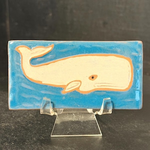 Whale Subway Tile: Handmade Ceramic Tile 2x4 Inch, Signed