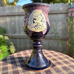 Unicorn Wine Glass: Handmade by Deneen Pottery 12 Ounces, Dark Purple Glaze, Signed