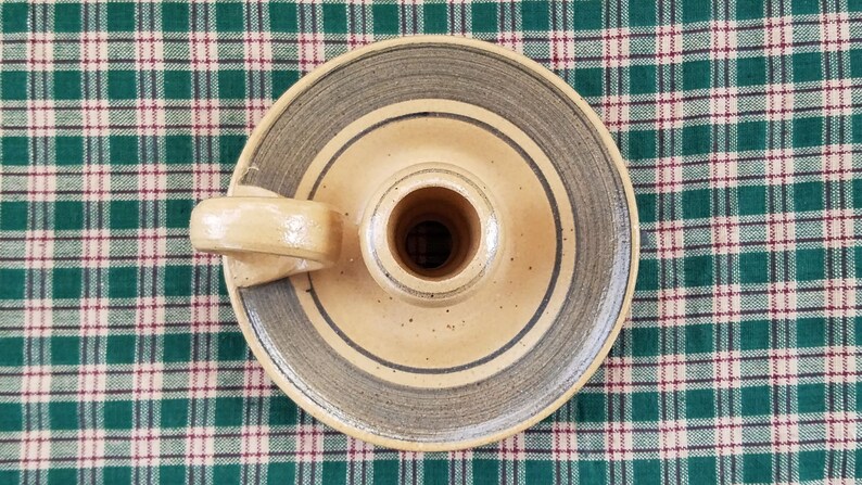 Candle Holder Chamberstick J Henderson Artifacts Stoneware Handmade Studio Pottery Signed