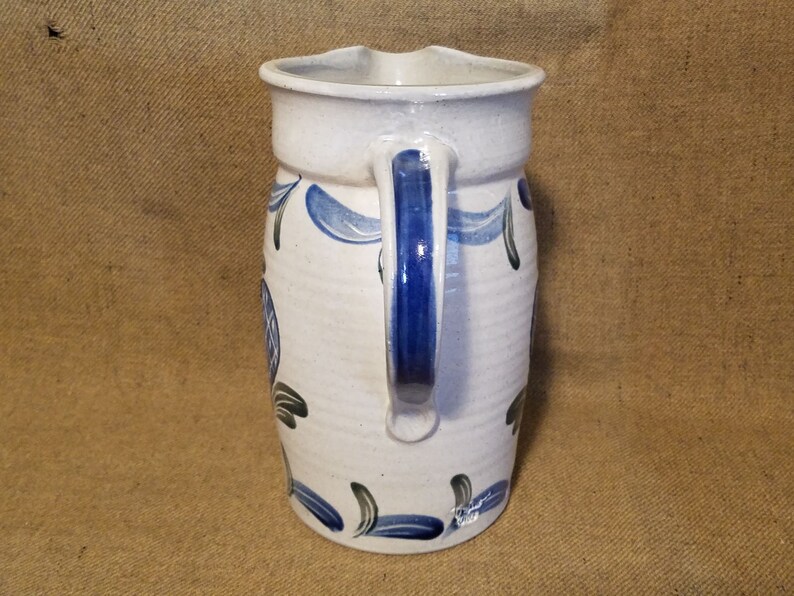 Pitcher BUJNO Pottery Lancaster PA Stoneware Made Blue Etsy
