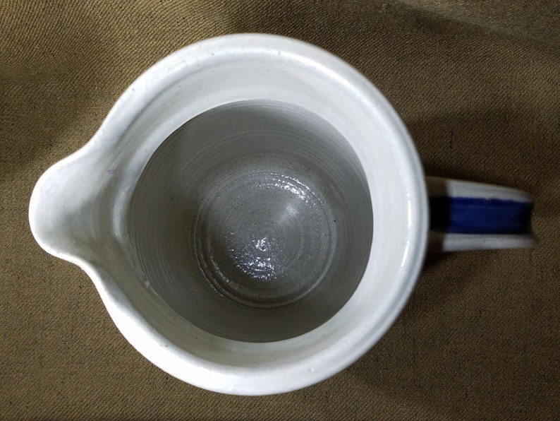 Pitcher BUJNO Pottery Lancaster PA Stoneware Made Blue Etsy