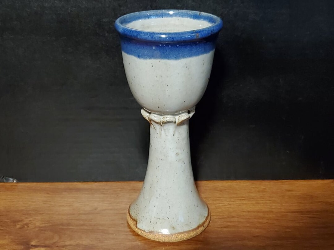 Wine Glass Goblet Chalice Spring Pottery Rhode Island Stoneware Handmade Studio Pottery Grey
