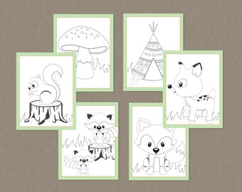 Woodland Little Camper Printable Color Pages