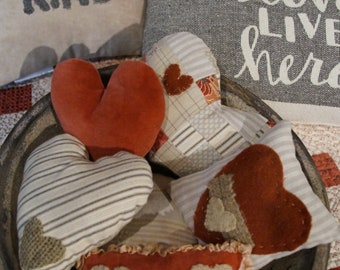 Vintage Hearts Pincushions Valentine's decorating Home decor