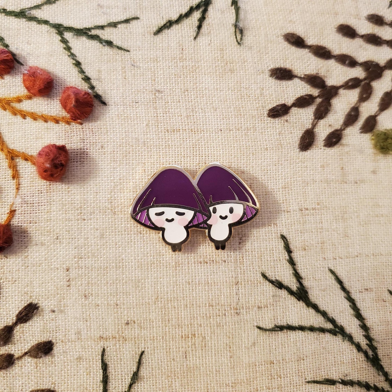 Lilac & Bonnet Mushroom Sprite Glow in the Dark Enamel Pin - Etsy