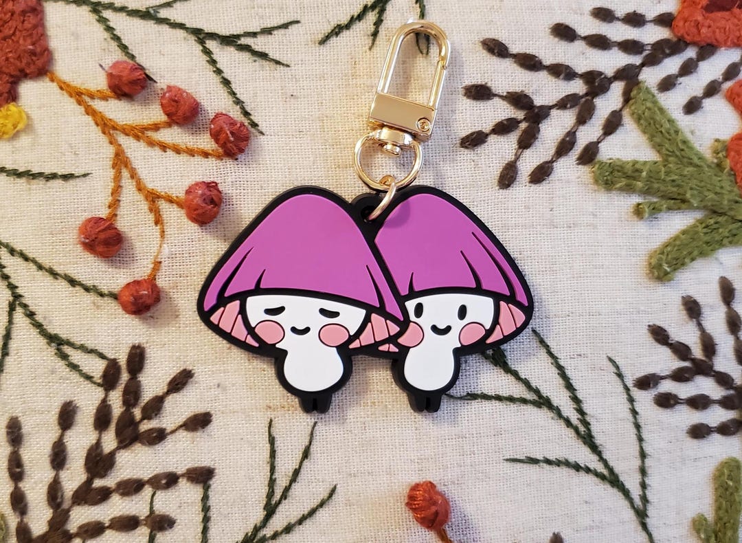 Lilac & Bonnet Mushroom Sprite PVC Rubber Keychain - Etsy