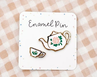 Teapot and Cup Enamel Pin set