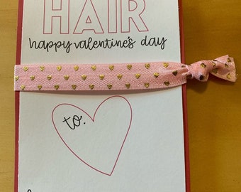 Valentine's Day card, valentine's day, love is in the hair, hair ties