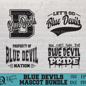 Paquete de mascota de los Diablos Azules svg, Espíritu Escolar de los Diablos Azules svg, Porristas de los Diablos Azules, Diablos Azules, Cricut, Silueta, svg, png, eps, dxf