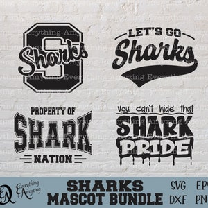 Sharks Mascot Bundle svg, Sharks School Spirit svg, Sharks Cheerleading svg, Sharks Team Gear svg, Cricut, Silhouette, svg, png, eps, dxf