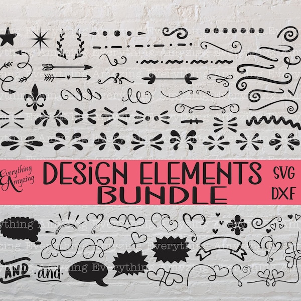 Design Elements SVG bundle, Accent svg, Doodle svg, Flourish svg, Squiggle svg, Swish svg, Swoosh svg, Cricut SVG, Silhouette svg, svg, png