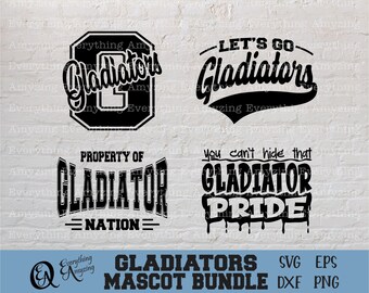 Gladiators Mascot Bundle svg, Gladiators School Spirit svg, Gladiators Cheerleading svg, Gladiators, Cricut, Silhouette, svg, png, eps, dxf
