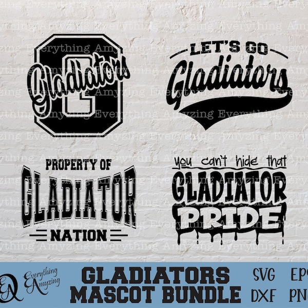 Gladiators Mascot Bundle svg, Gladiators School Spirit svg, Gladiators Cheerleading svg, Gladiators, Cricut, Silhouette, svg, png, eps, dxf