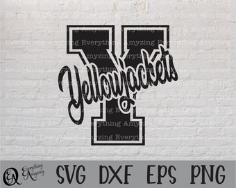 Yellowjackets SVG, Yellowjackets mascotte SVG, Yellowjackets school geest, Yellowjackets cheerleading, Cricut, silhouet, SVG, PNG, EPS, DXF