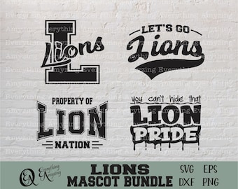 Lions Mascot Bundle svg, Lions School Spirit svg, Lions Cheerleading svg, Lions Team Gear svg, Lions, Cricut, Silhouette, svg, png, eps, dxf