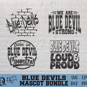 Paquete de mascotas de los diablos azules svg, Espíritu escolar de los diablos azules svg, Animación de los diablos azules, Team Gear svg, Cricut, Silueta, svg, png, eps dxf