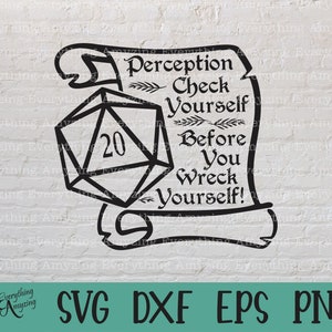 Percepção Verifique você mesmo svg, DnD svg, Dungeons and Dragons, Dungeon Master, Dice svg, RPG, TTRPG, Cricut, Silhouette, svg, png, eps, dxf