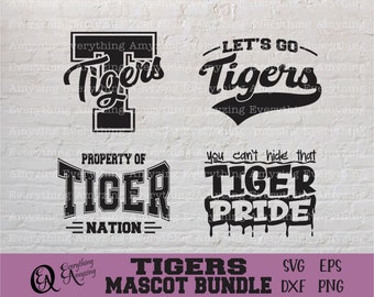 Tigers Mascot Bundle svg, Tigers School Spirit svg, Tigers Cheerleading svg, Tigers Team Gear svg, Cricut, Silhouette, svg, png, eps, dxf