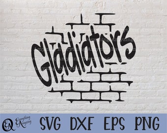 Gladiators Graffiti svg, Gladiators Mascot svg, Gladiator School Spirit, High School, Team Gear svg, Cricut, Silhouette, svg, png, eps, dxf