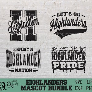 Highlanders Maskottchen Bundle svg, Highlanders Schulgeist, Highlanders Cheerleader svg, Highlanders, Cricut, Silhouette, svg, png, eps, dxf