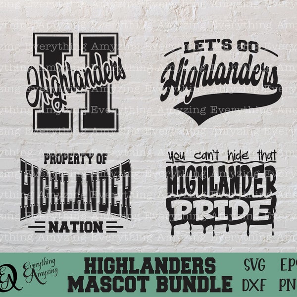 Highlanders Mascot Bundle svg, Highlanders School Spirit, Highlanders Cheerleading svg, Highlanders, Cricut, Silhouette, svg, png, eps, dxf